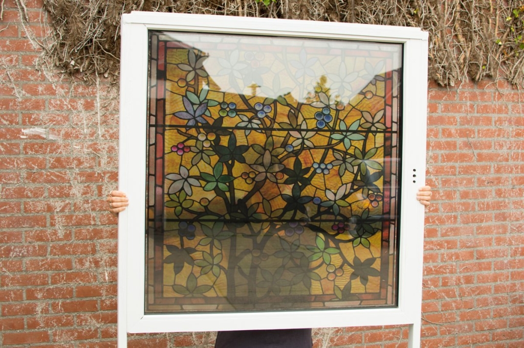 Transparent window film (2) with custom stained glass print