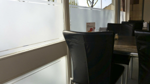 Frosted window film, privacy, restaurant