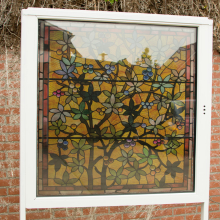 Transparent window film (3) with stained glass print