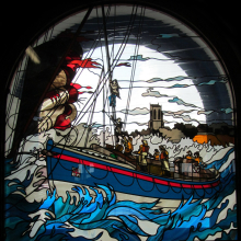 Window film, stained glass pattern, boat