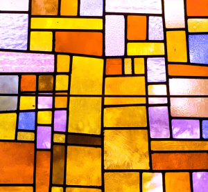 Window film, stained glass effect, modern, orange