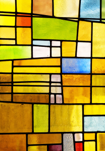 Window film, stained glass effect, modern, yellow