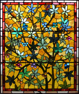 Window film, stained glass, flowers, yellow, red