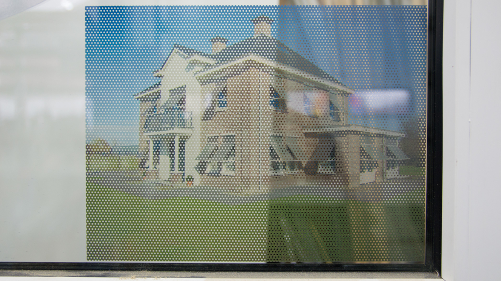 Two-way vision window film (8) close-up, back