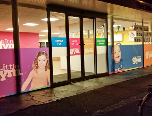 Frosted window film (2) with print, logo, brand identity, translucent