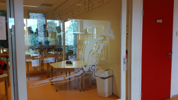 Cut to shape, frosted window film, animals, school, classroom