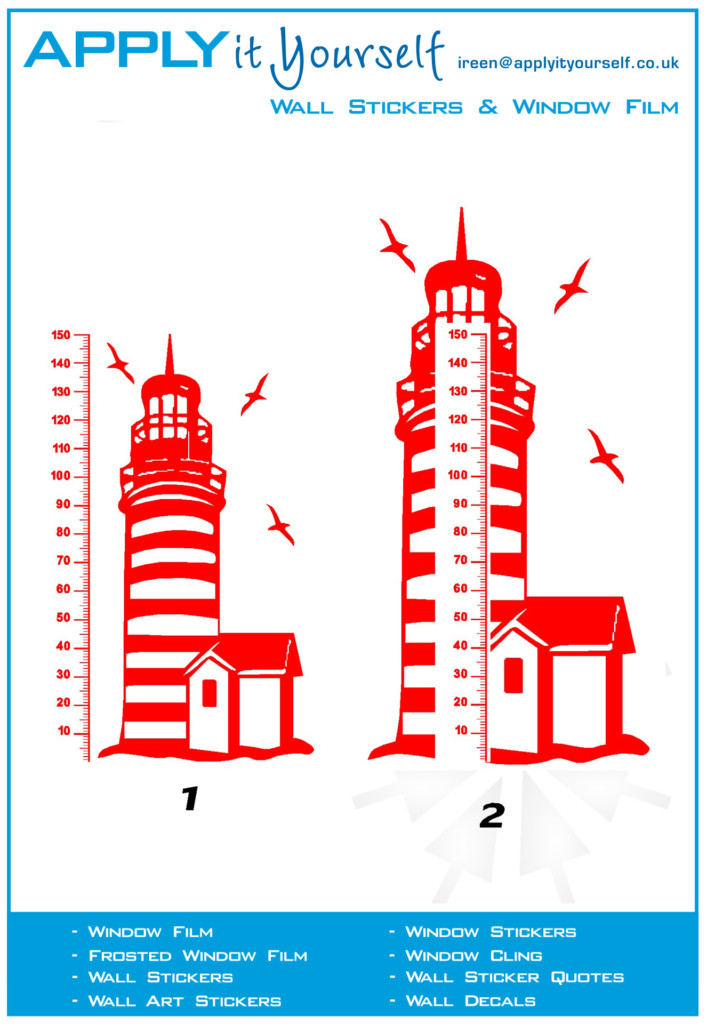 decal, red, lighthouse, large, 2012-000183