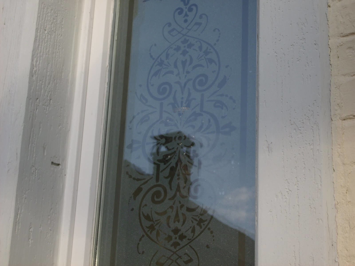 Frosted window film cut (1), custom, design, front, door, ornaments