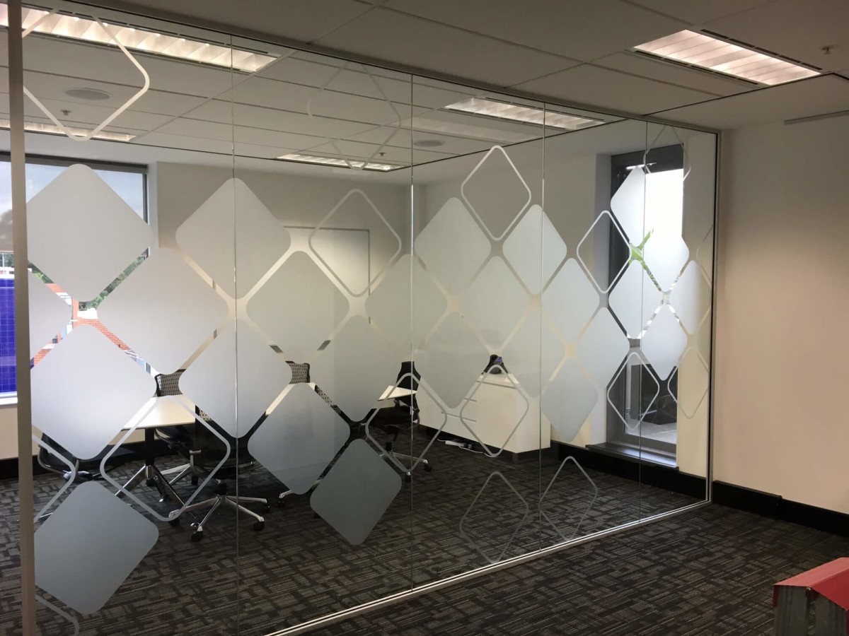 Frosted window film cut (1), frosted, window, film, wtih, custom, pattern, for, the, conference, room, round, squares