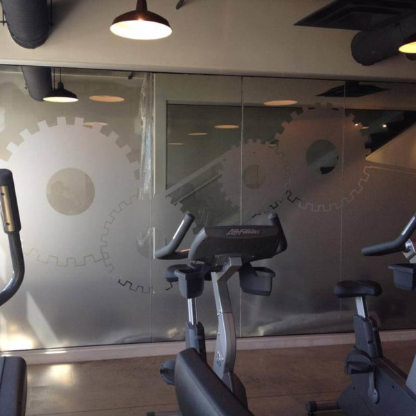 Frosted window film cut (1), partial, privacy, custom, design, frosted, film, on, glass, wall