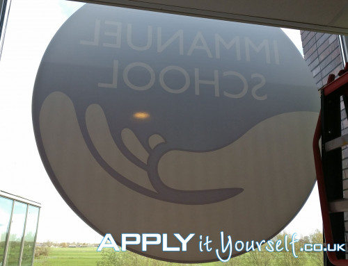 reverse window sticker, logo, large, school, backside, back