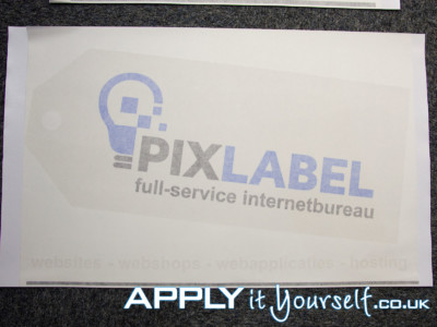 window sticker, logo, cut-to-shape, with, transfer tape