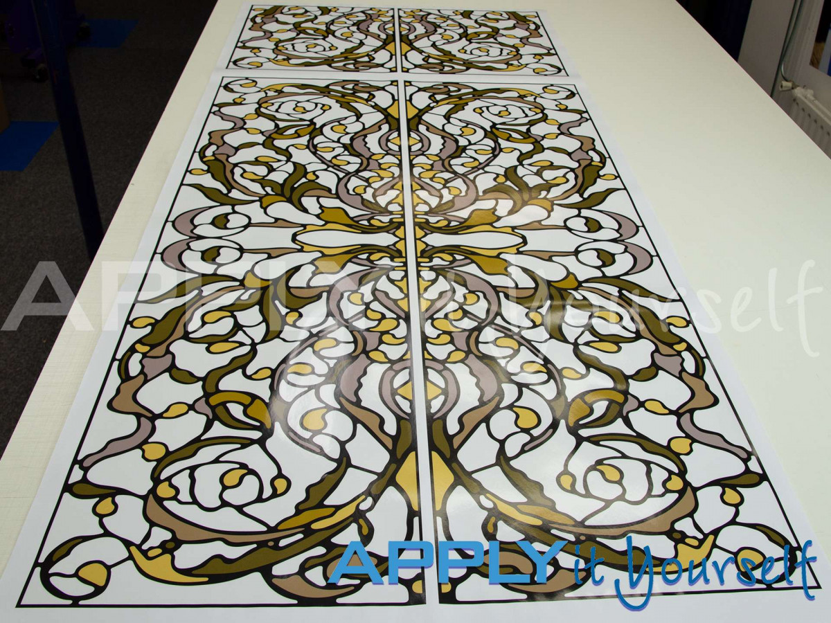 stained glass window film, design abstract design, french doors