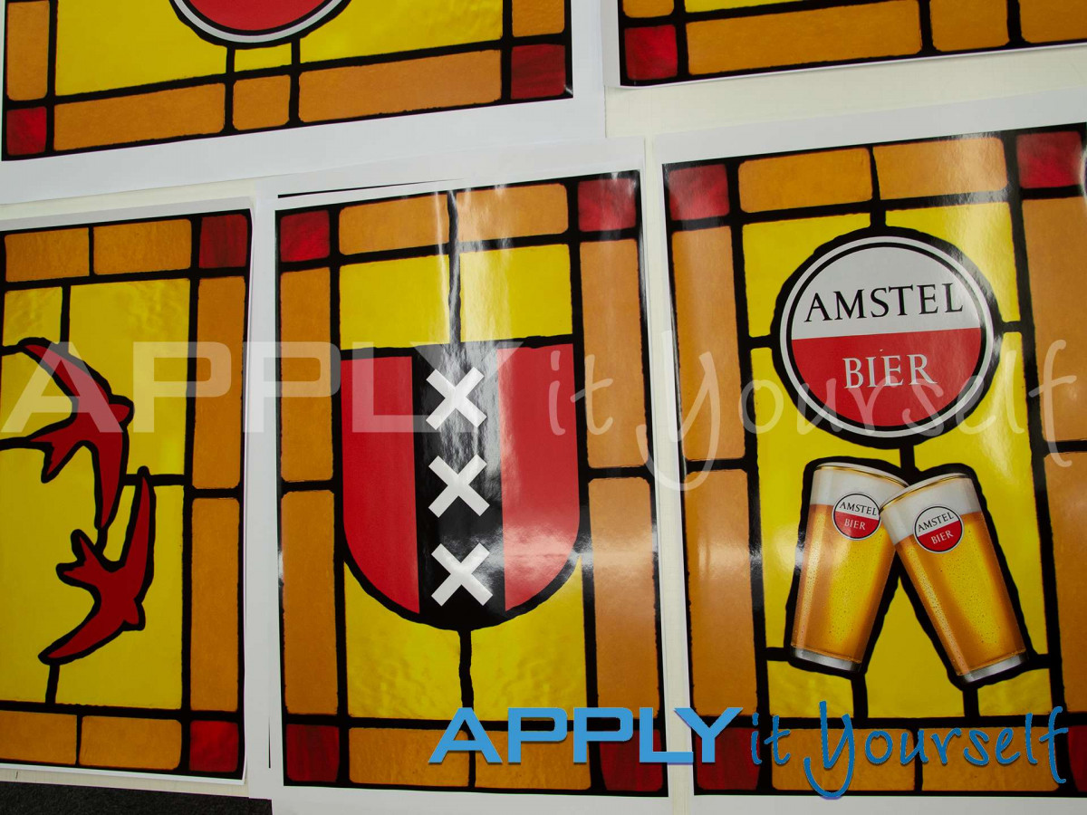 stained glass window film, custom design, pub, restaurant, hospitality