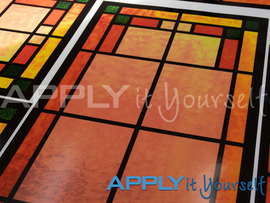 stained glass window film, transparent window film, classic design, orange