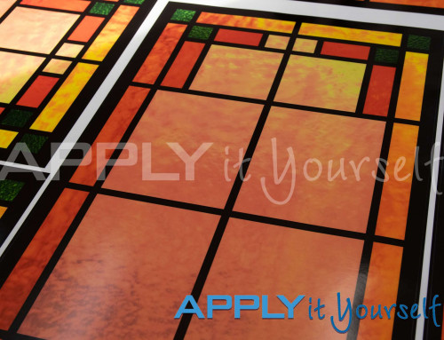 Stained glass window film, transparent window film, classic design, orange