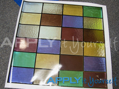 stained glass window film, transparent window film, multiple colours, 19th century design