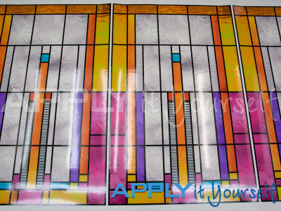 stained glass window film, transparent window film, very colourful design, classic