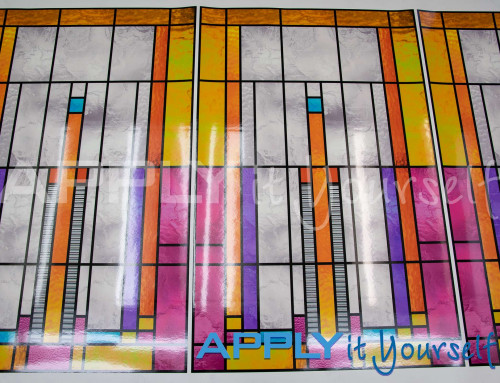 Stained glass window film, transparent window film, very colourful design, classic