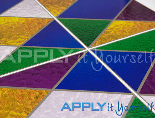 Stained glass window film, triangles, multiple colours glass