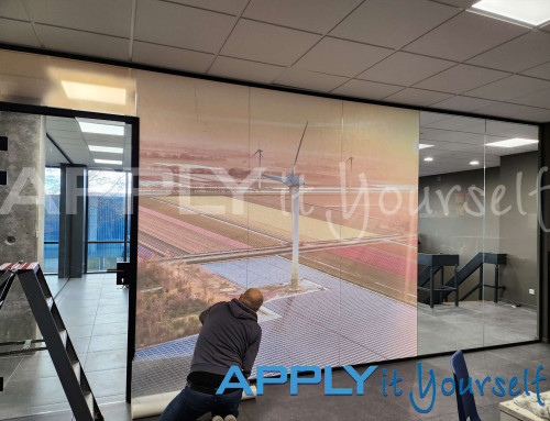 Transparent window film, with custom photo, installation