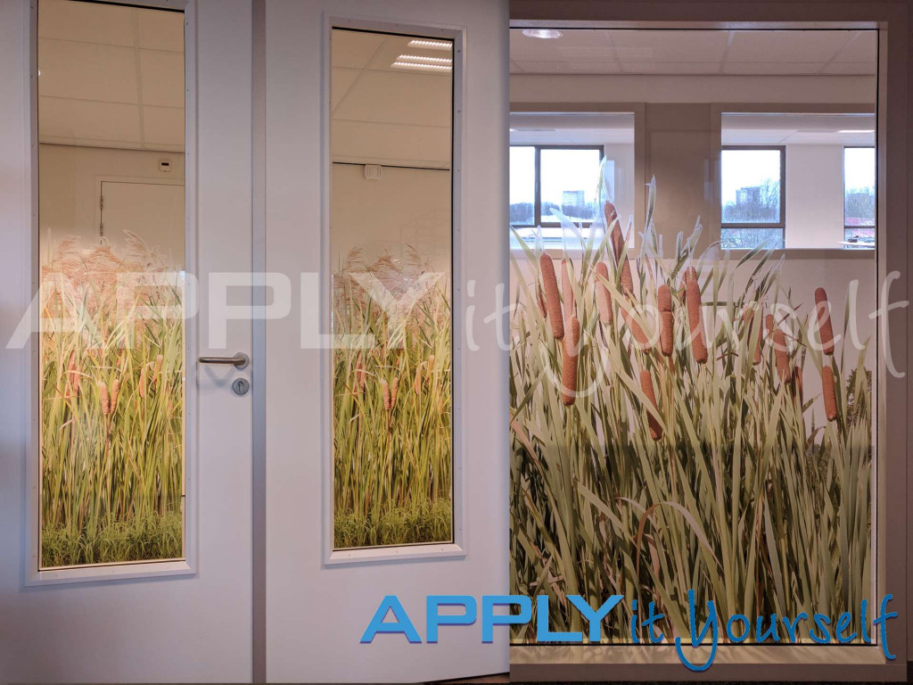 transparent window film, custom design, reeds, design for windows and doors