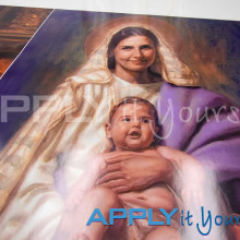transparent window film, painting, maria, baby jesus