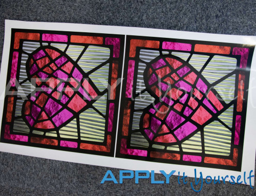 Transparent window film, small, custom stained glass window film, heart