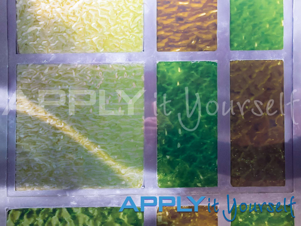 transparent window film, close-up, custom stained glass window film design