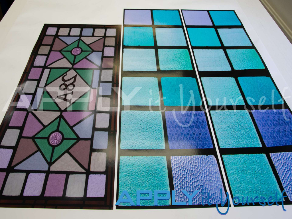 transparent window film, custom stained glass window film designs, multiple designs