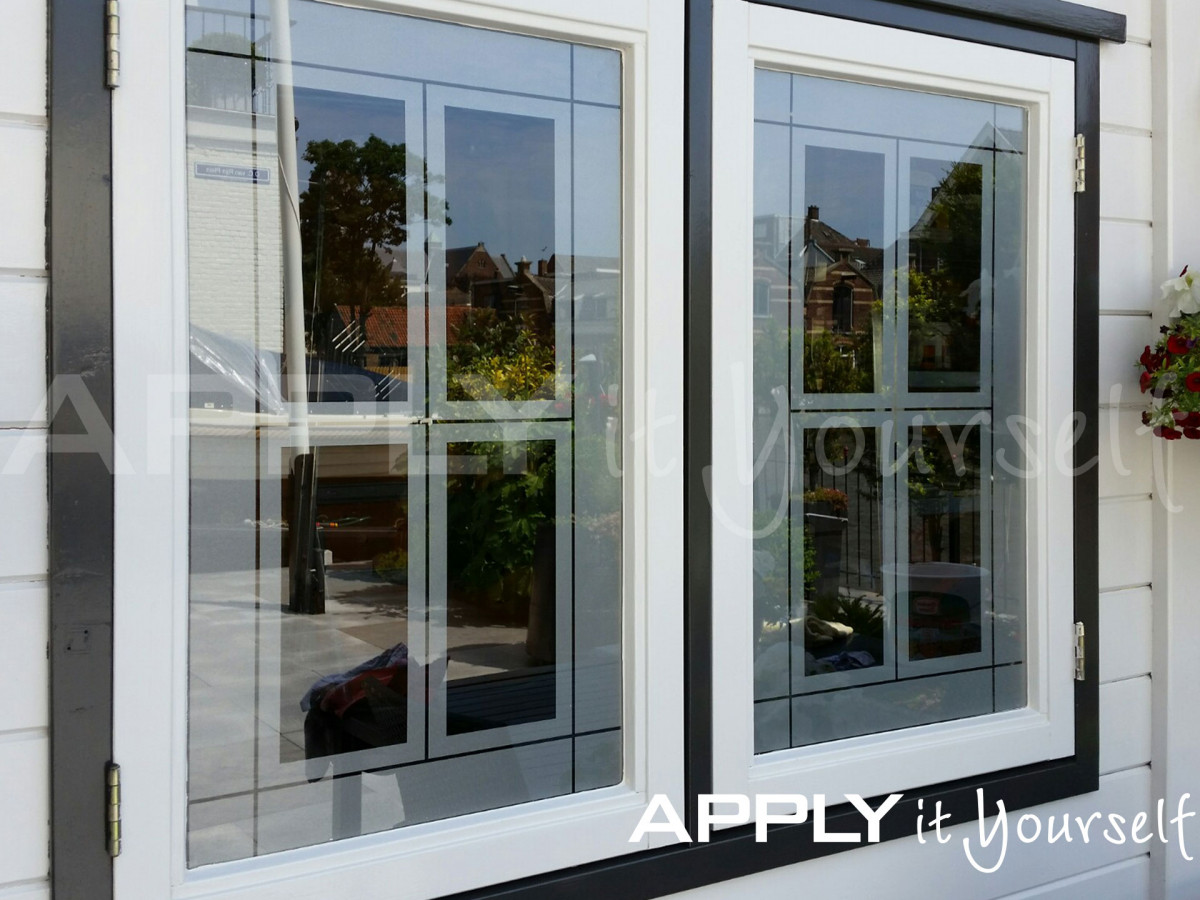 custom, frosted window film, partial privacy, garage, outdoor view, APPLYitYourself, R01