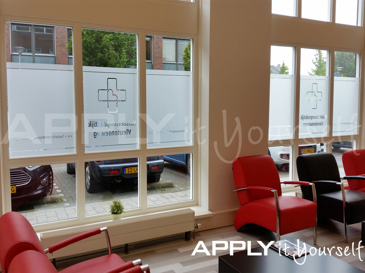 custom, frosted window film, privacy, waiting room, R01
