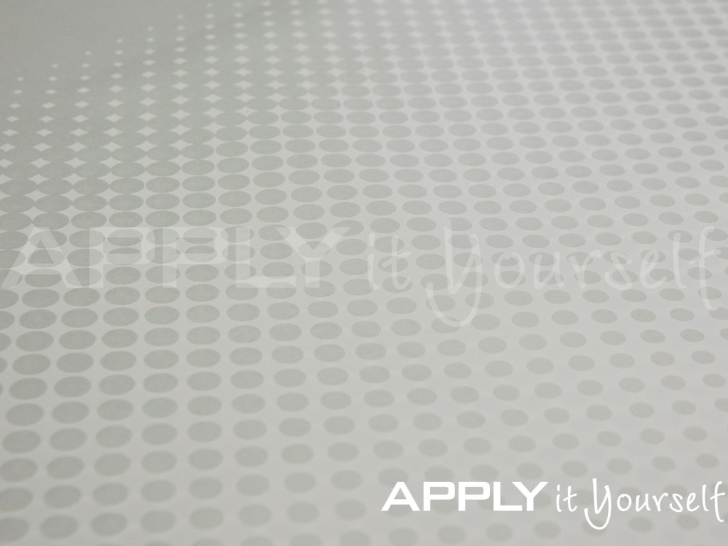 custom, frosted window film, with dots, R01