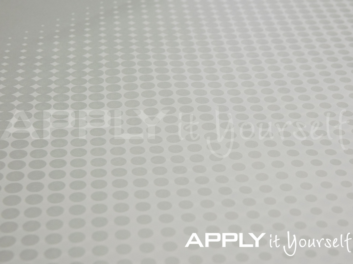 custom, frosted window film, with dots, R01