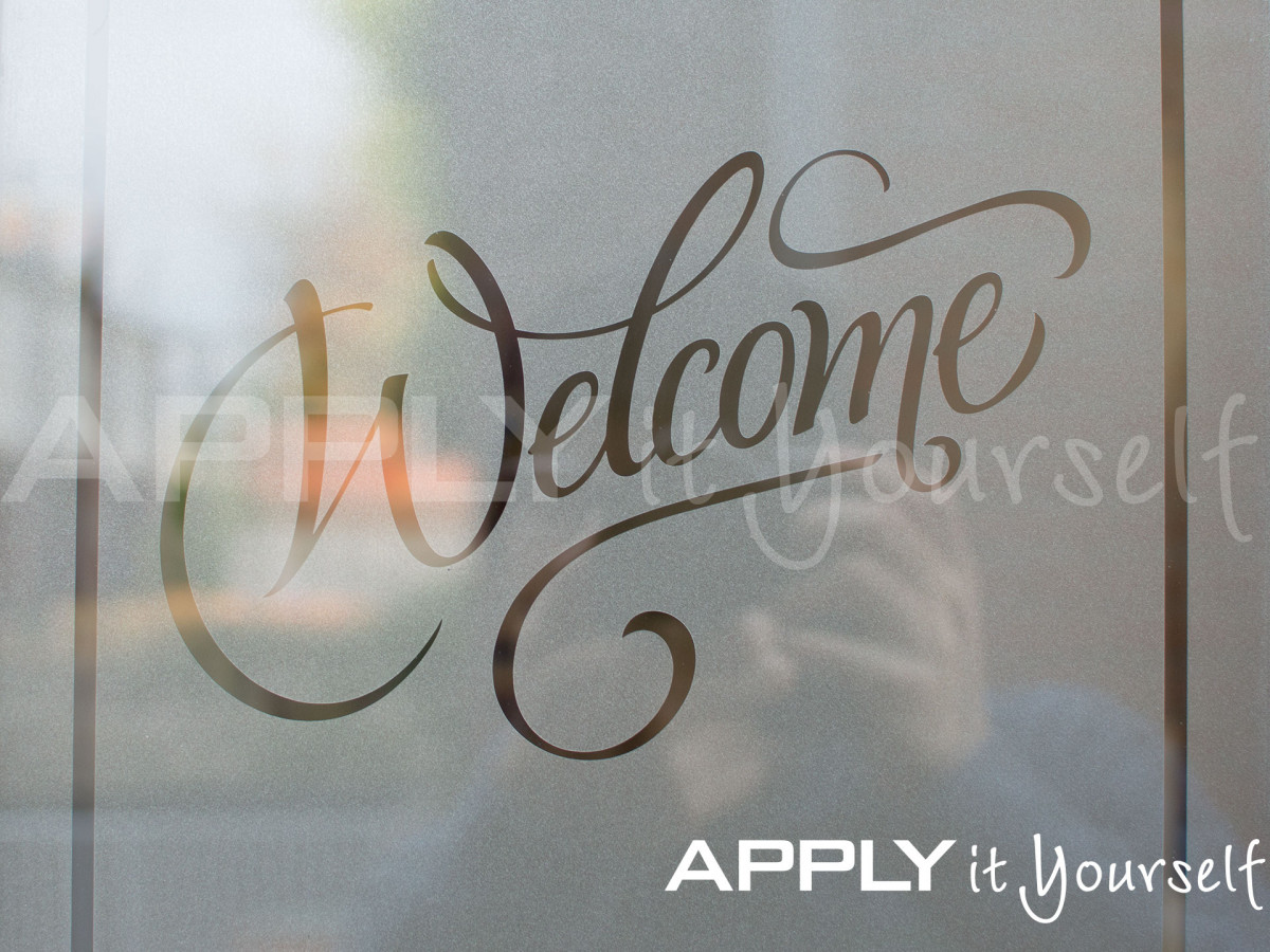 custom, frosted window film, welcome, border, R01