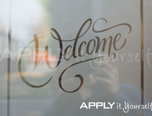 Custom, frosted window film, welcome, border, R01