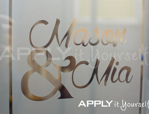 Custom, frosted window film, with your name, border, R01