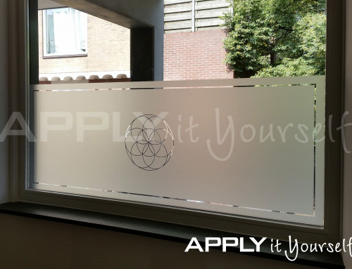 Frosted window film, for privacy, with border, custom design, R01