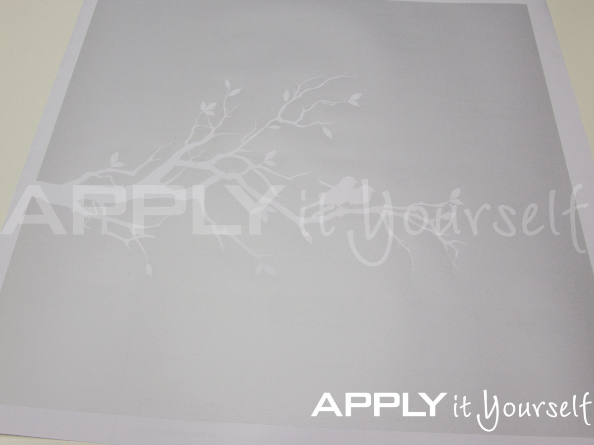 frosted window film, with branch and birds, R01