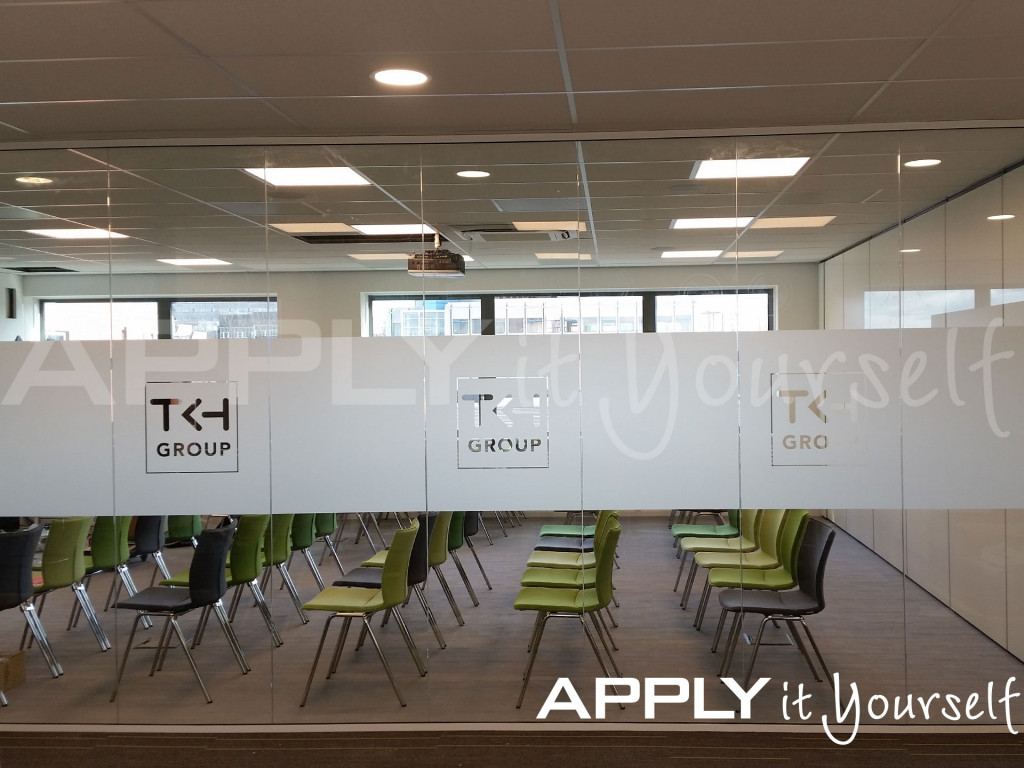 frosted window film, large, partial privacy, office, logo, APPLYitYourself, R01